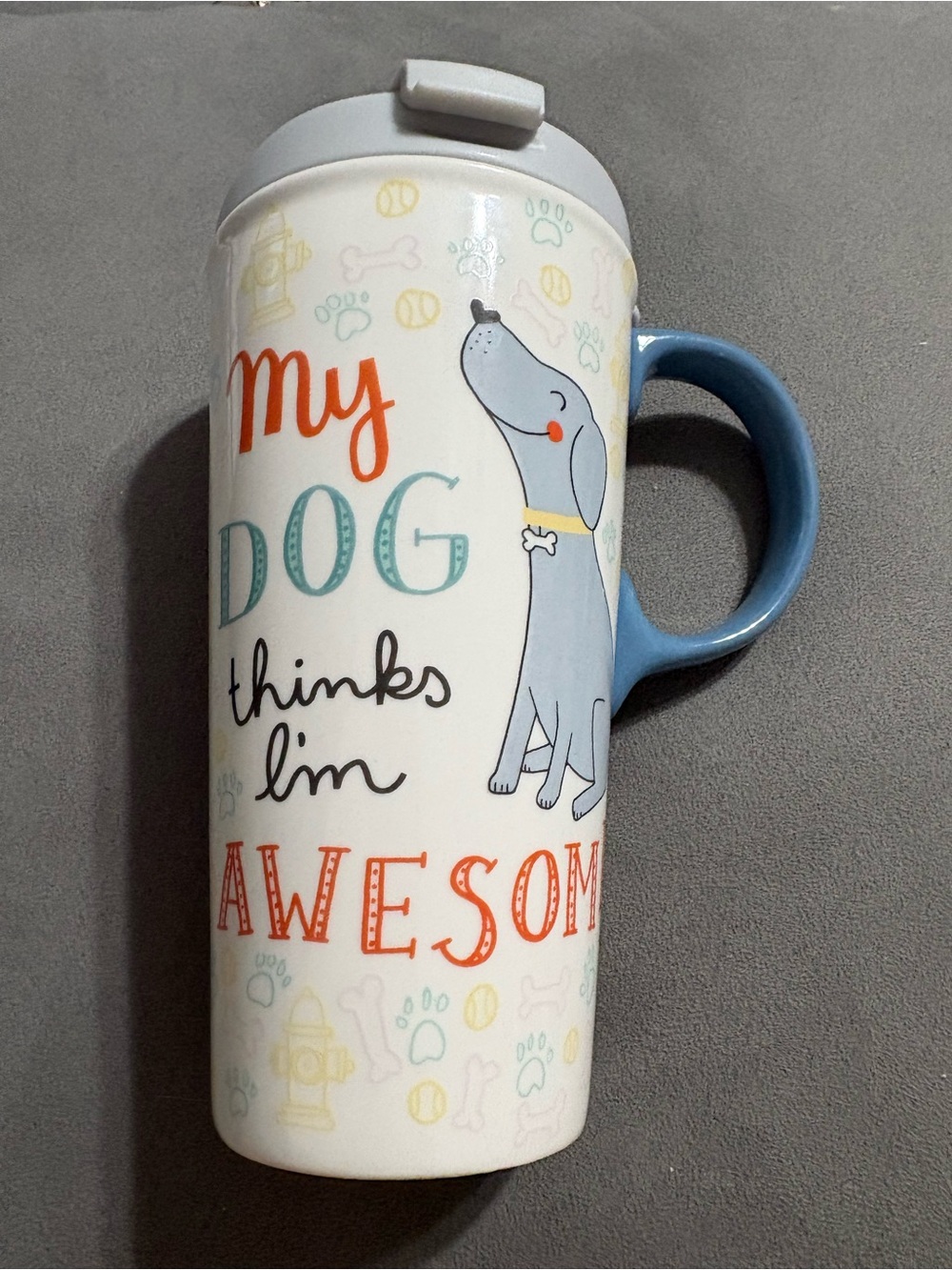 Cypress Home My Dog Thinks I’m Awesome Coffee 16 Oz Mug W Lid Travel NEW